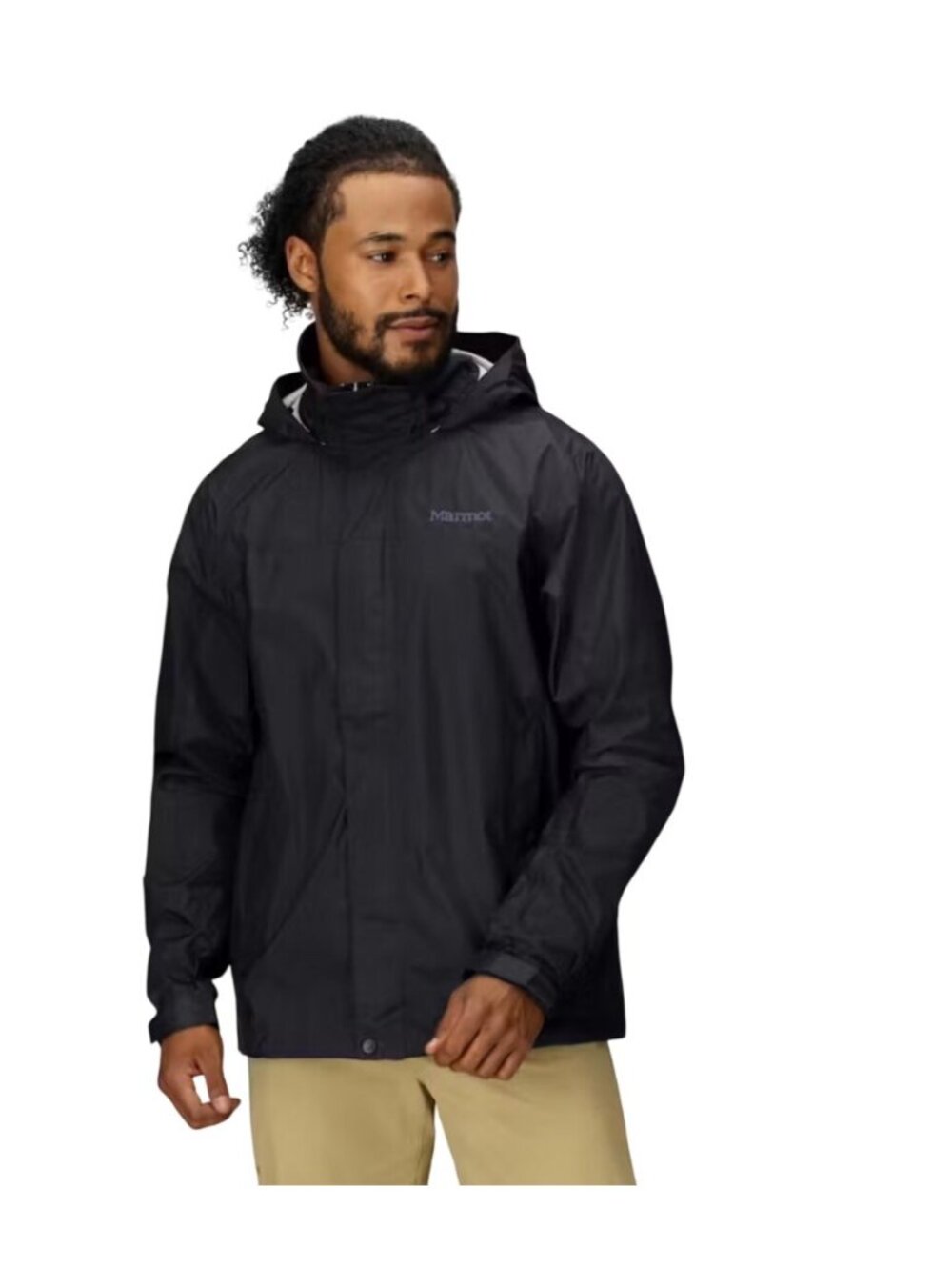 Marmot Mens Rain Jacket Black Lightweight Waterproof packable Hood Shell L